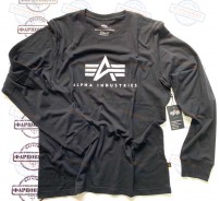 Футболка Alpha Industries BASIC LOGO LONG SLEEVE (BLACK)